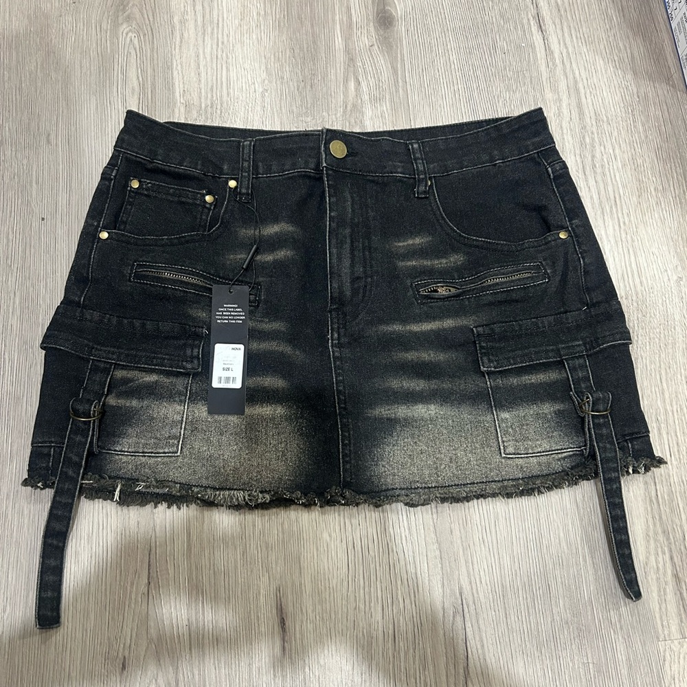Fashion nova Black Denim Mini Skirt
